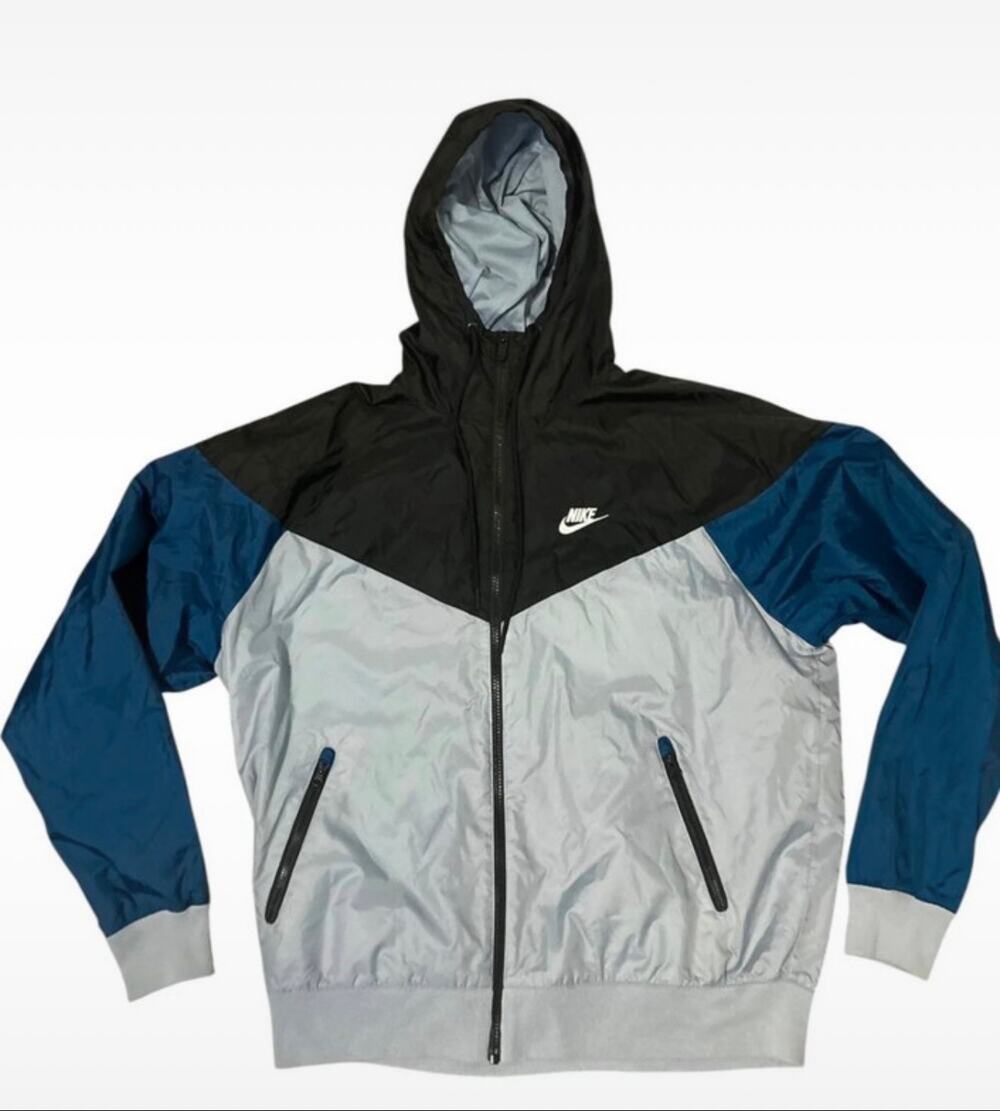 Nike | Vintage Rare Windrunner Jacket Windbreaker Nylon Glanz Blue Black Medium